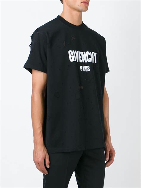 givenchy black distressed logo t shirt|givenchy t shirt men price.